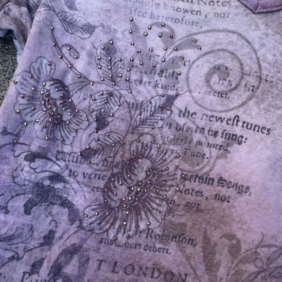 Y2K Vintage Long Sleeve With Gems Streetwear Babydoll Girlhoodcore - Picture 4 of 4